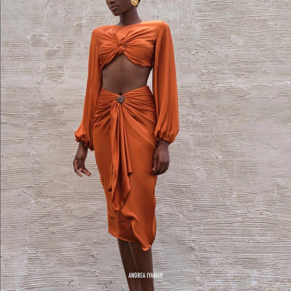 Silk-felt wrap skirt